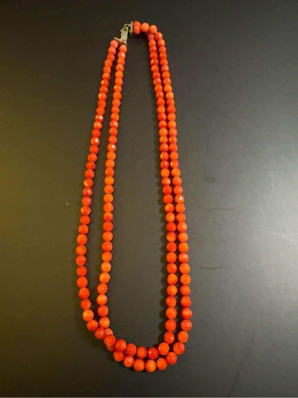 Vintage Double Strand Faceted Bead Necklace
